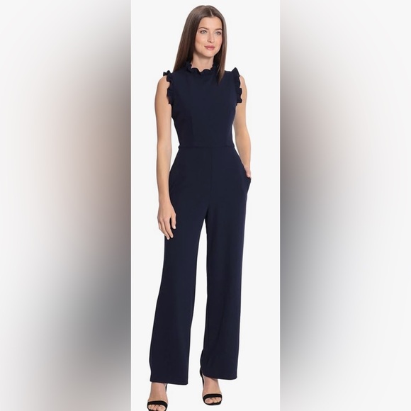 Maggy London Pants - Maggy London High Neck Ruffle Detail Jumpsuit Size 12